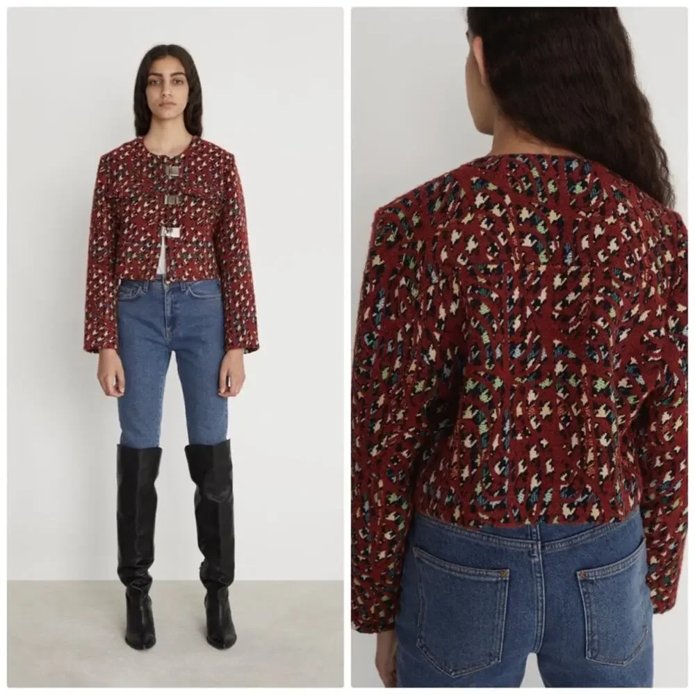 Rodebjer Artsy Jacket Aneska Houndstooth Multicolored Print with 3D Weave Medium - Picture 2 of 7